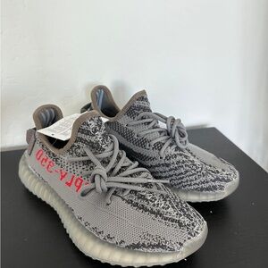 Yeezy Boost 350 V2 in Gray with Red Highlights